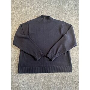 Uniqlo Mens XL Navy Blue Mock Neck Cotton Blend Knit Sweater Preppy